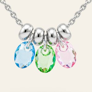 Triple Birthstone -kaulakoru, hopea